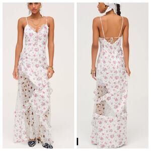 For Love & Lemons Josalyn Floral Lace Maxi Dress S